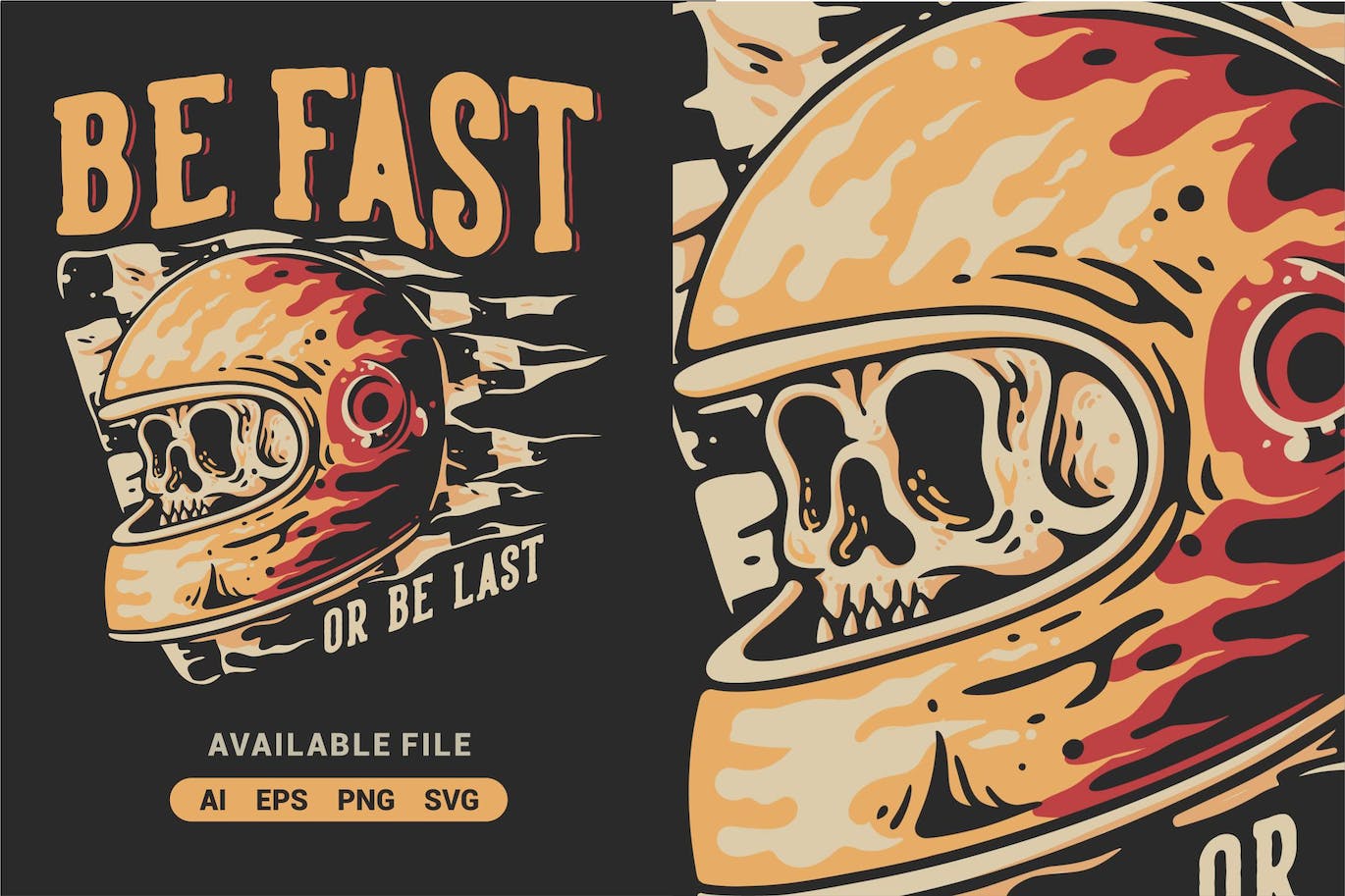 骷髅头头盔矢量插画 Be Fast With Skull In Helmet Vector Illustration 图片素材 sucaiwan.com