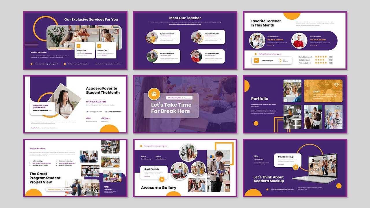 幼儿园/小学教育Keynote幻灯片演示模板 Acadera – Education Presentation Keynote Template 幻灯图表 sucaiwan.com