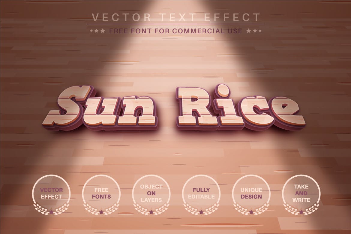 木材纹理字体样式矢量文本效果 Texture Wood – Editable Text Effect, Font Style 插件预设 sucaiwan.com