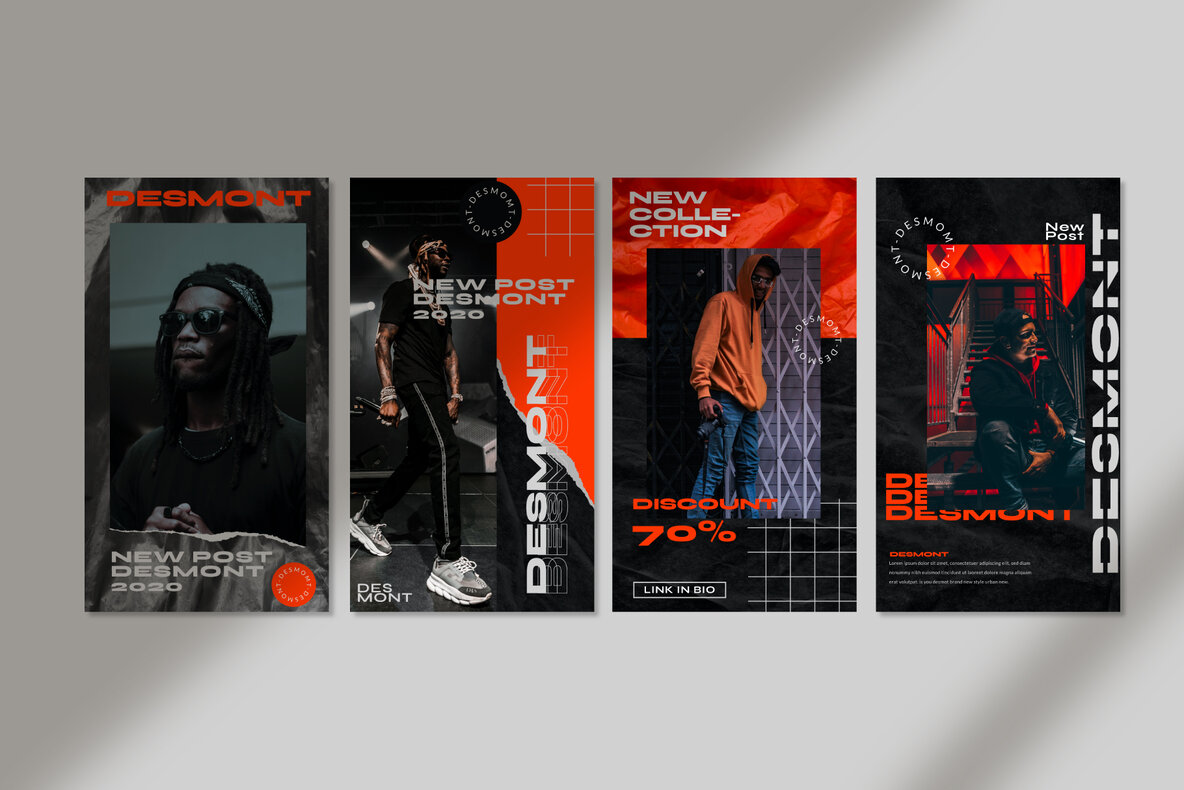 潮流现代橘色社交撕纸竖屏错版文字PSD模板 Desmont – Instagram Template 设计素材 第3张-素材湾丨精选海外优质设计素材资源 潮流现代橘色社交撕纸竖屏错版文字PSD模板 Desmont – Instagram Template 设计素材 sucaiwan.com