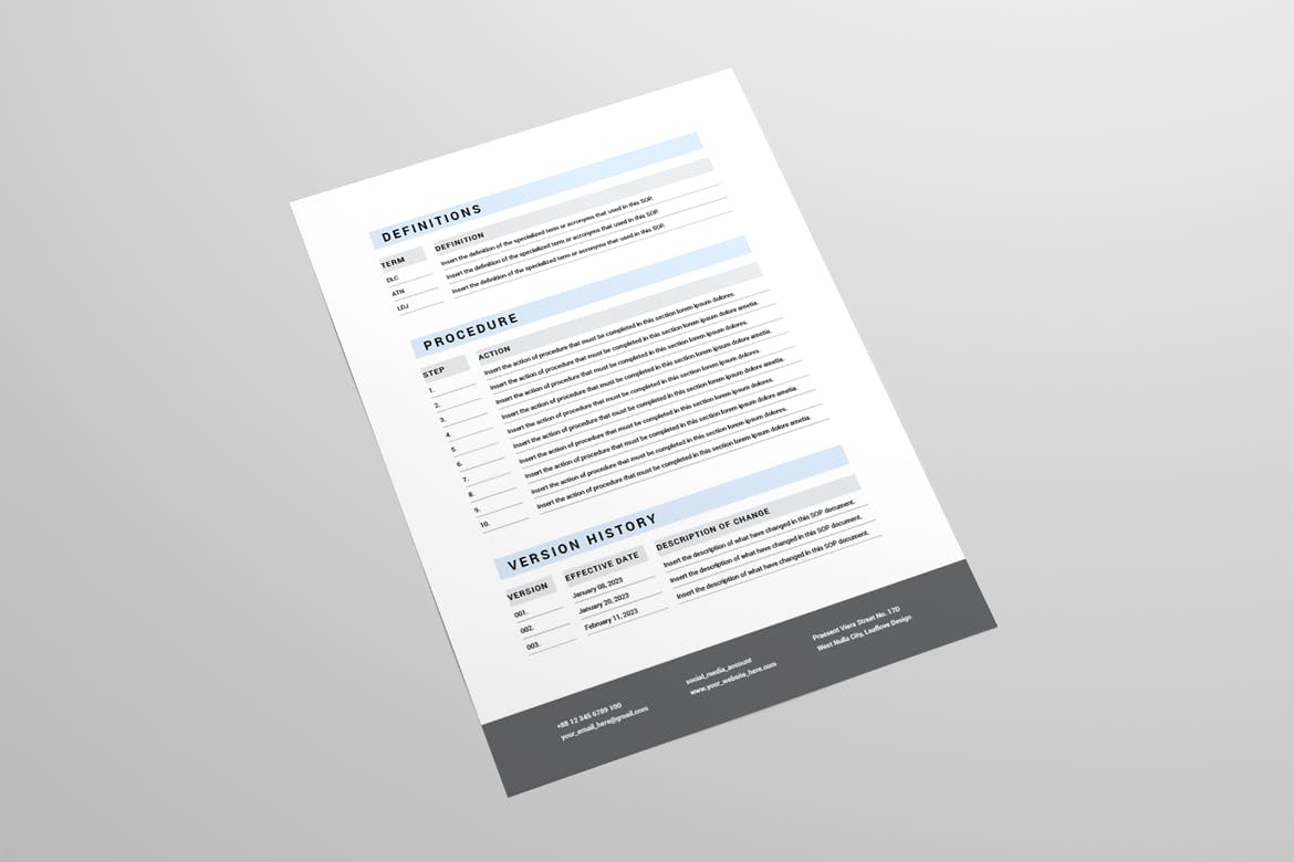 标准操作流程文档设计模板 Standard Operating Procedure 幻灯图表 sucaiwan.com