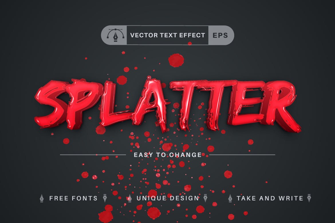 红色血腥矢量文字效果字体样式 Blood Slasher – Editable Text Effect, Font Style 插件预设 sucaiwan.com