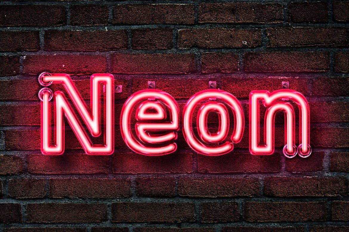 霓虹灯PS文本效果模板 Realistic Neon Photoshop Effect 插件预设 sucaiwan.com