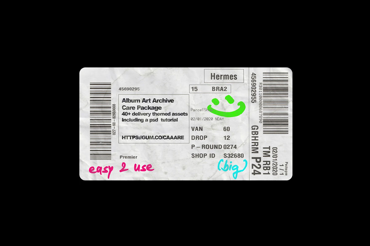 40多个超高质量新潮做旧风格撕裂邮件快递不干胶标签贴纸PNG免抠图片素材 AAA – Care Package 图片素材 sucaiwan.com