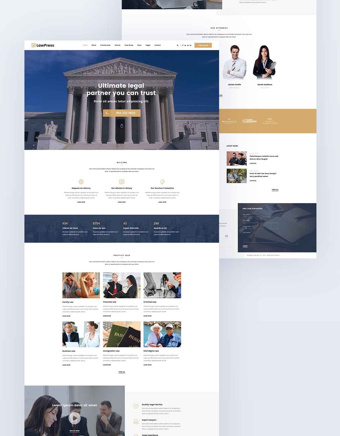 法律/法律机构网站着陆页PSD模板 LawPress – Law, Law Agency Website PSD Template APP UI sucaiwan.com
