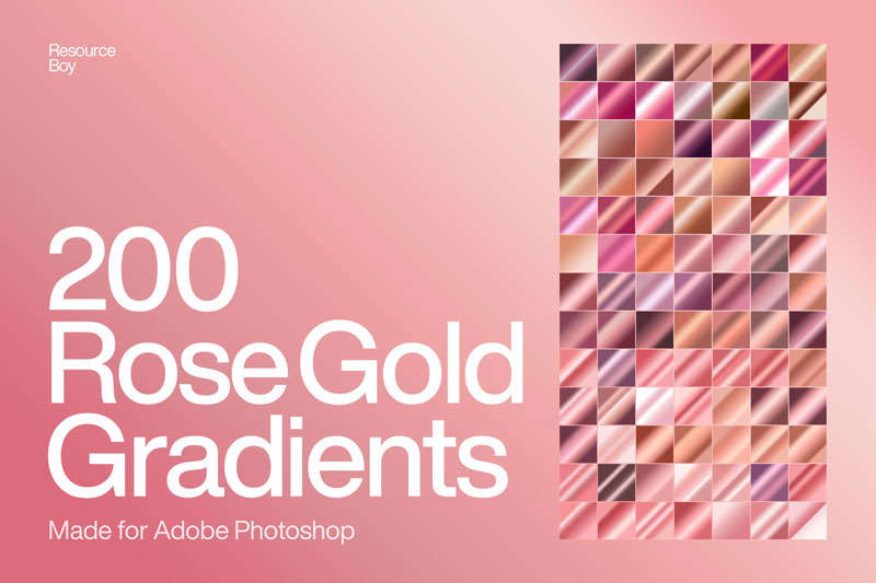 200个玫瑰金渐变色PS预设，grd格式 插件预设 sucaiwan.com