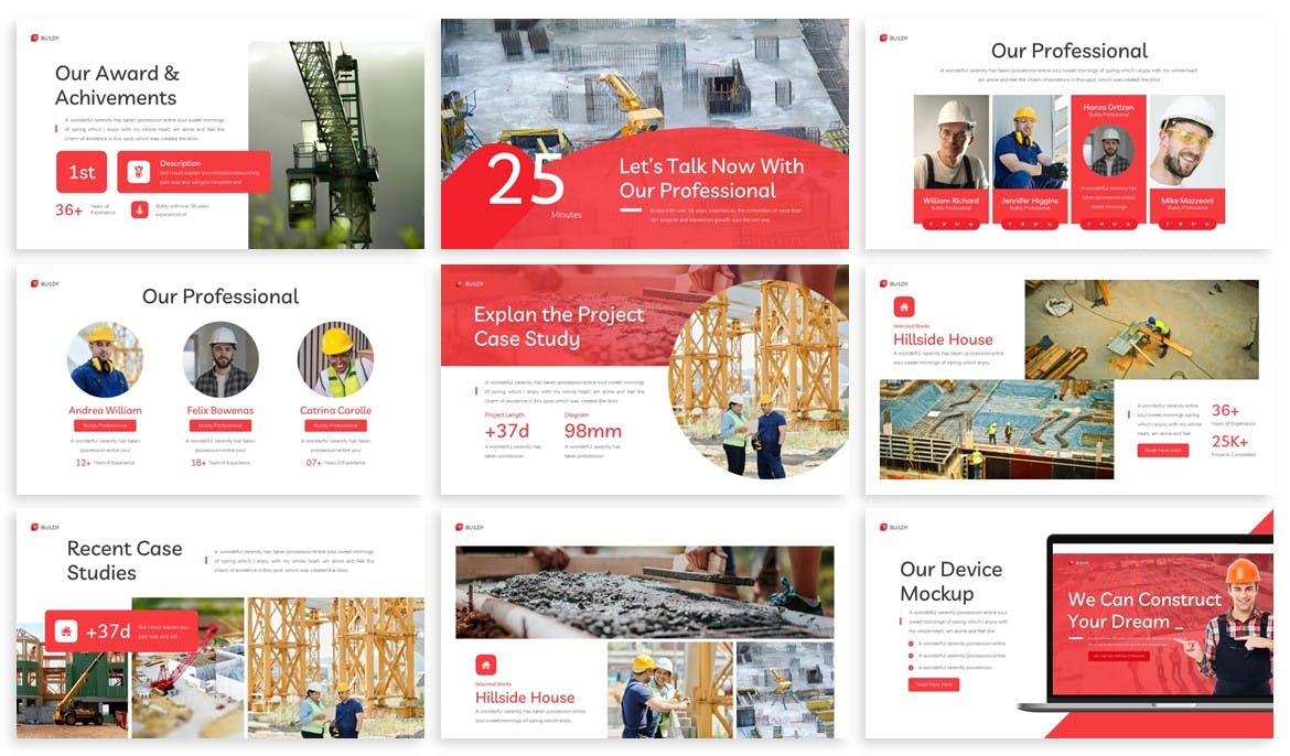 基建施工PowerPoint演示文稿模板 Buildy – Construction Powerpoint Template 幻灯图表 sucaiwan.com