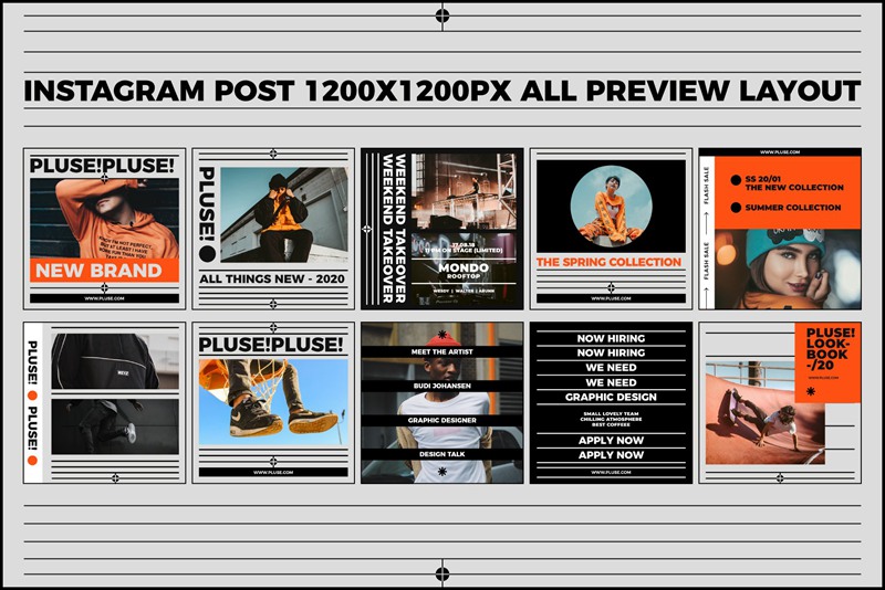 PLUSE! 大胆新潮现代抽象简约时髦错版文字社交媒体PSD模板 图片素材 第10张-素材湾丨精选海外优质设计素材资源 PLUSE! 大胆新潮现代抽象简约时髦错版文字社交媒体PSD模板 图片素材 sucaiwan.com