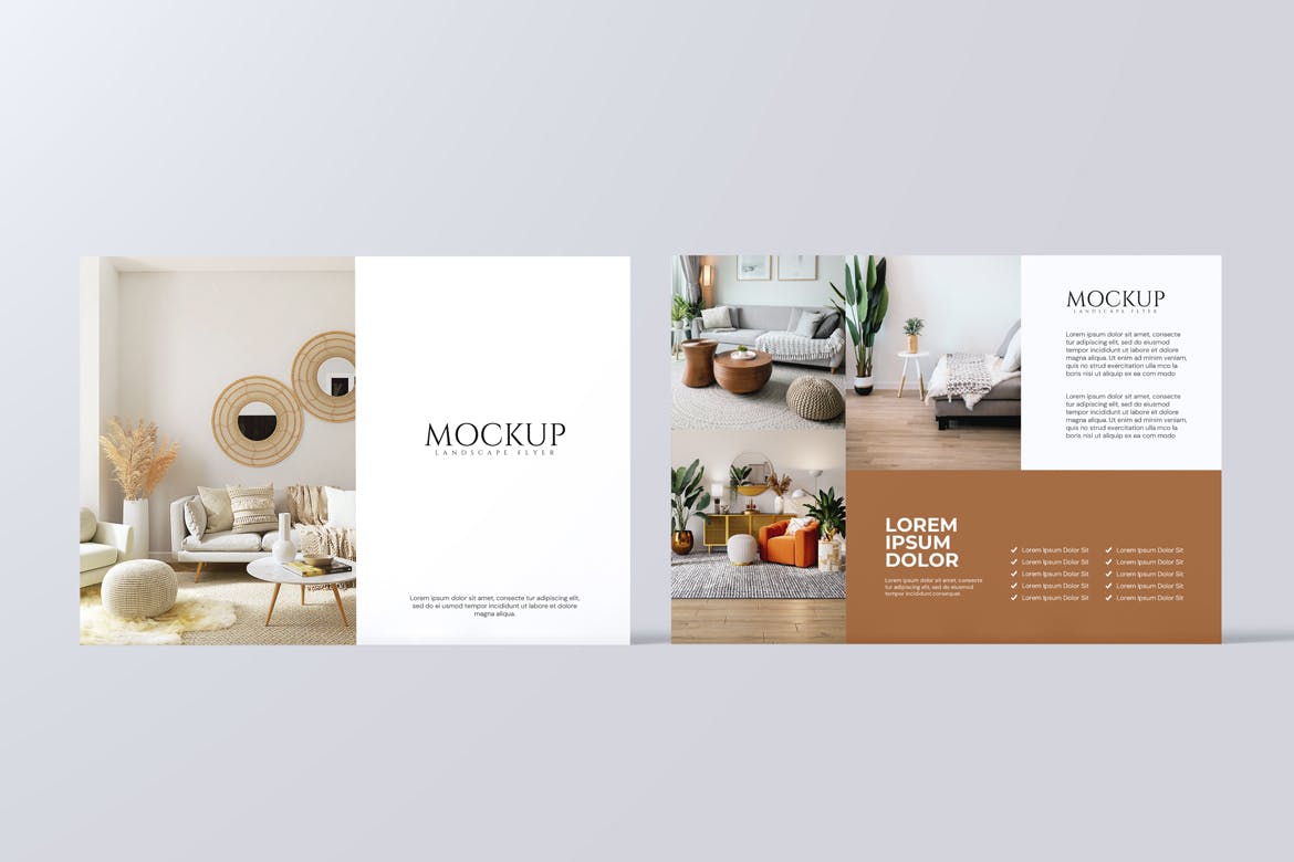 横版产品传单设计样机图 Landscape Flyer Mockup 样机素材 sucaiwan.com