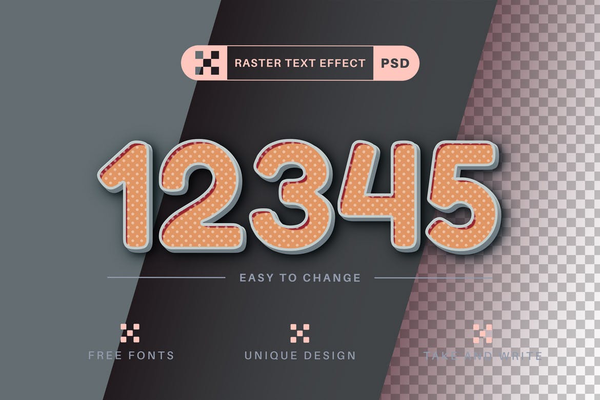波尔卡圆点文字效果字体样式 Stroke Polka Dot Editable Text Effect, Font Style 插件预设 sucaiwan.com