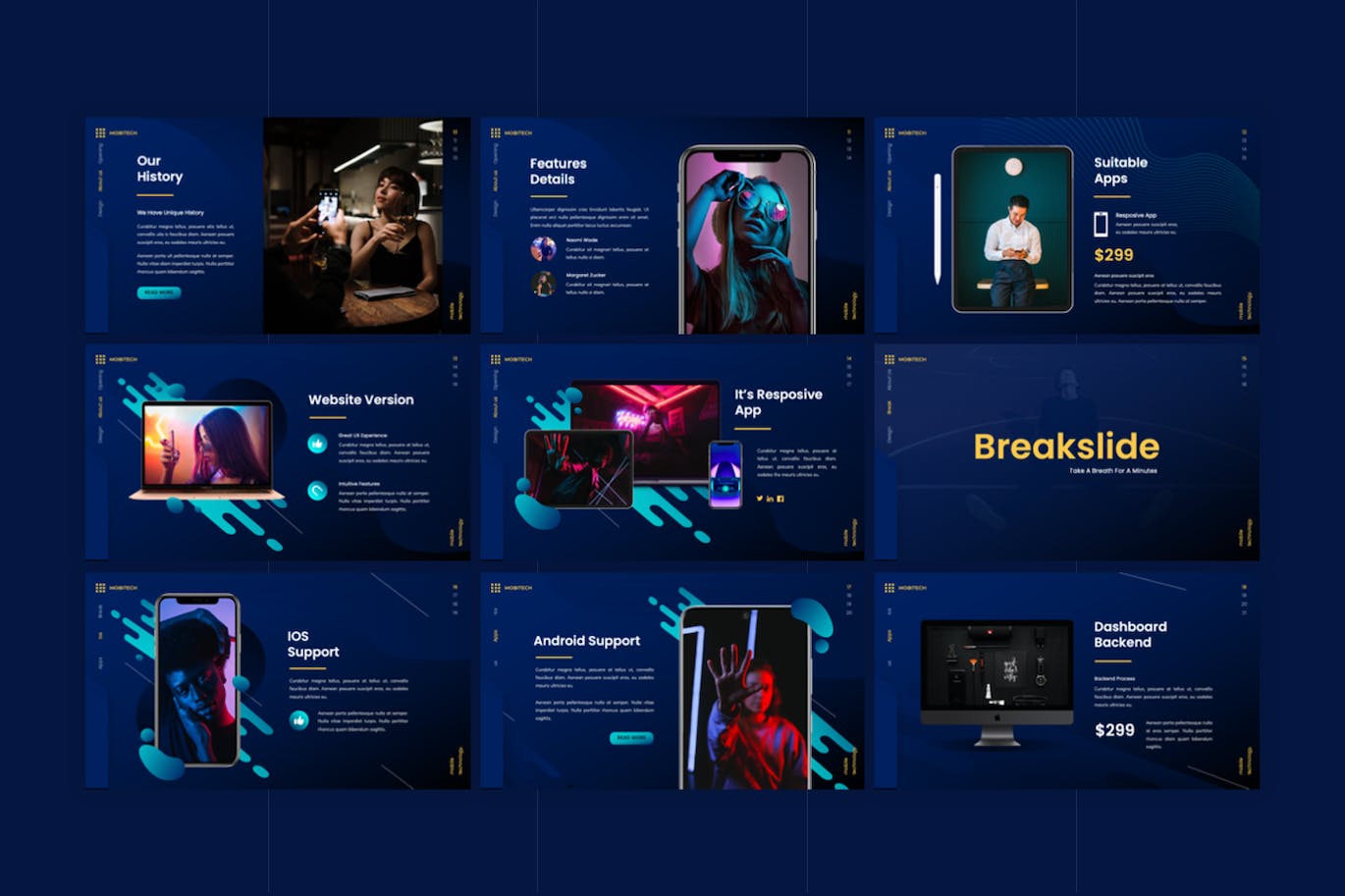 手机科技提案Google幻灯片设计模板 Mobitech – Mobile Proposal Google Slides Template 幻灯图表 sucaiwan.com