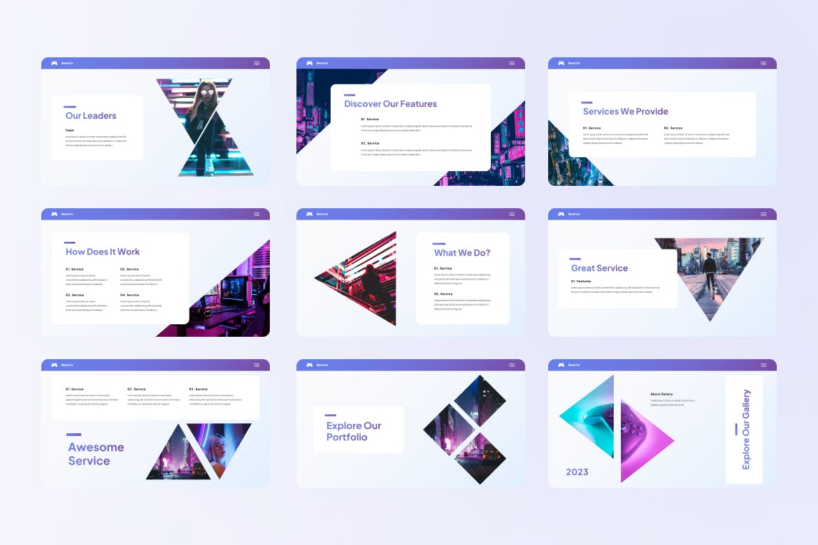电子竞技游戏PowerPoint演示文稿模板 Gaming Powerpoint Presentation 幻灯图表 sucaiwan.com