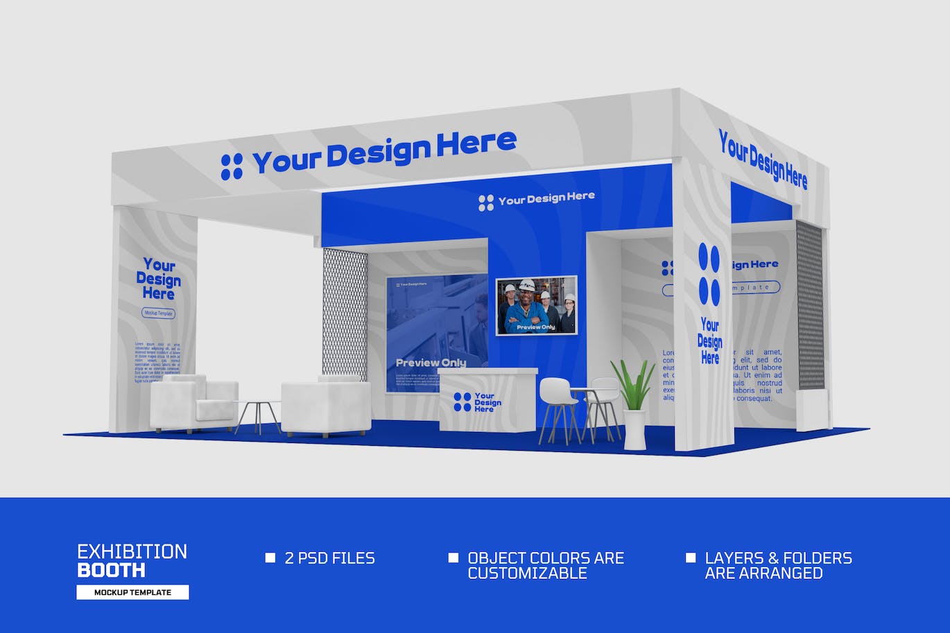 展厅和展览展位品牌广告样机图 Exhibition & Expo Booth Mockup 样机素材 sucaiwan.com