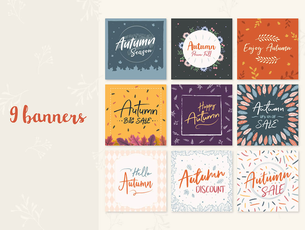秋季Banner背景图案框架素材 图片素材 sucaiwan.com