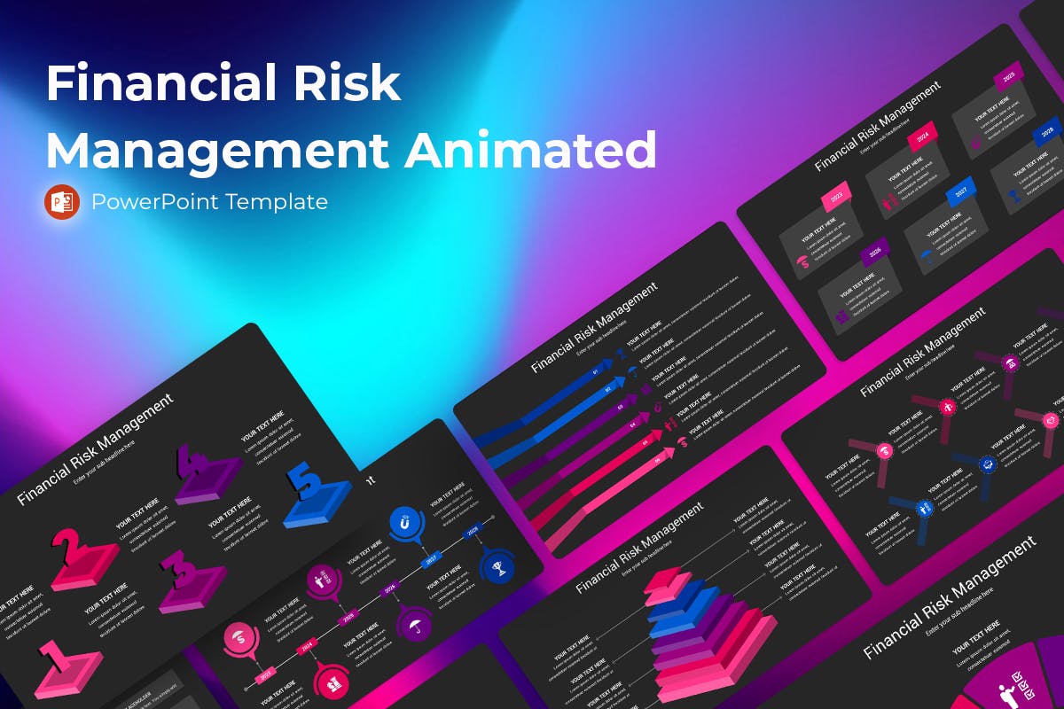 金融风险管理动画PPT幻灯片设计模板 Financial Risk Management Animated Powerpoint 幻灯图表 sucaiwan.com