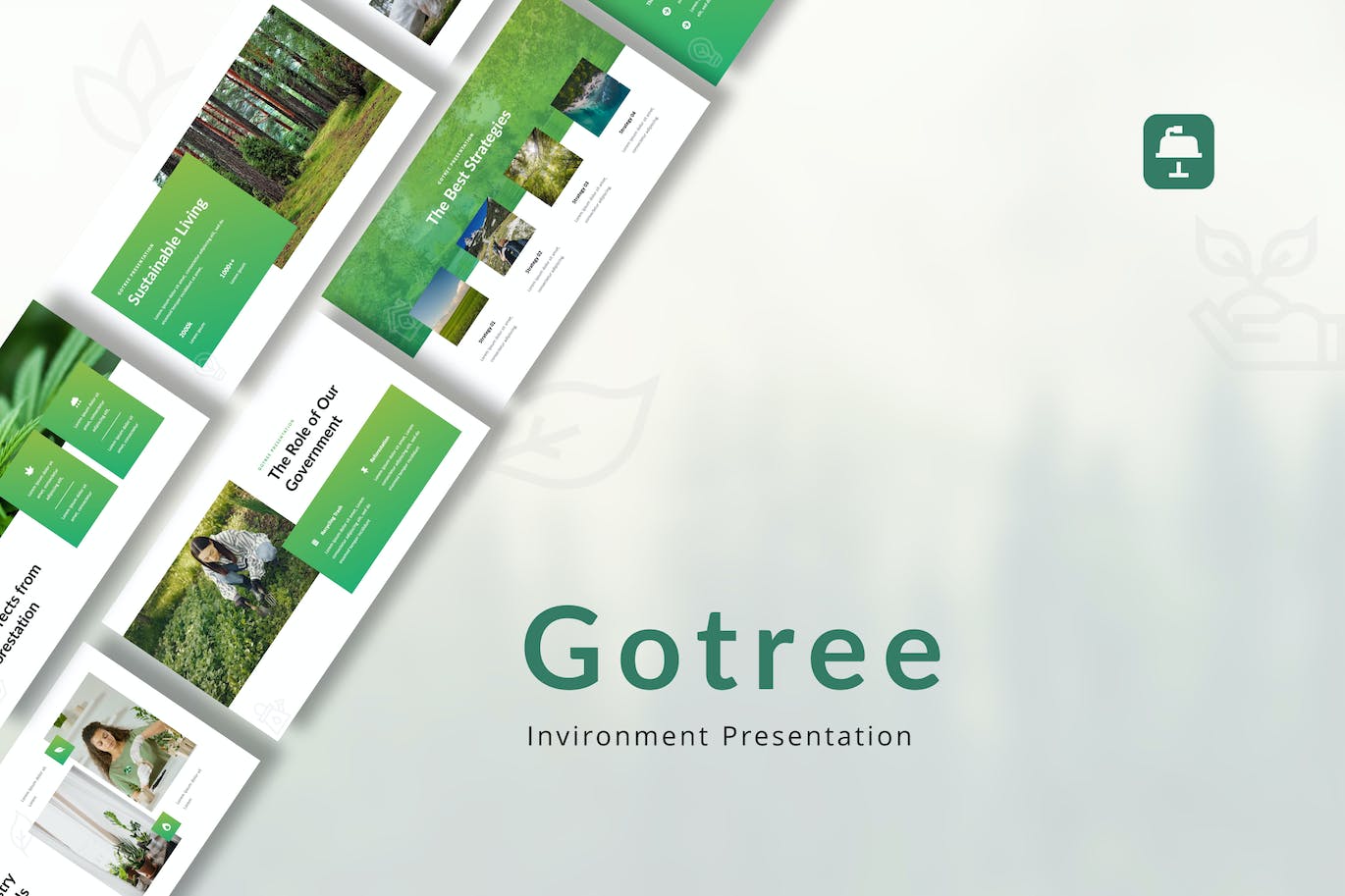 绿色生态环境Keynote模板下载 Gotree – Environment Presentation Keynote 幻灯图表 sucaiwan.com