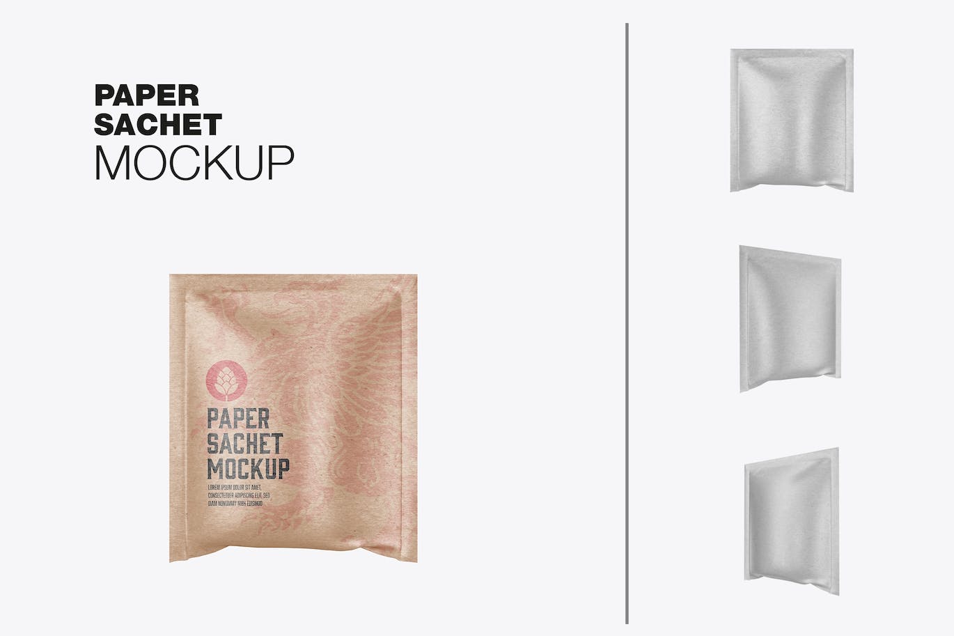 牛皮纸袋包装设计样机图 Kraft Sachet Mockup 样机素材 sucaiwan.com