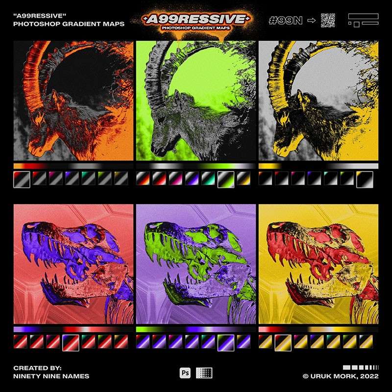 140个潮流酸性渐变色PS预设，grd格式 插件预设 sucaiwan.com