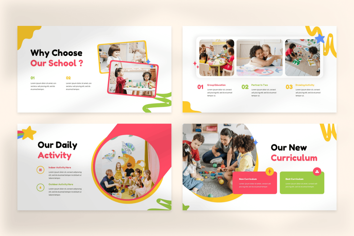 幼儿园和学前班PPT模板 Kinder Kids – Kindergarten & Preschool Powerpoint 幻灯图表 sucaiwan.com