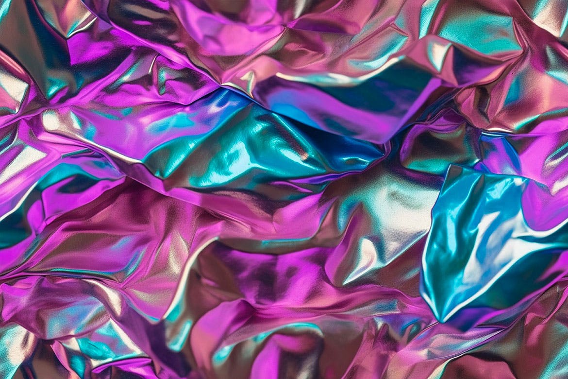 3D全息彩虹皱褶铝箔无缝背景 Iridescent Crumpled Foil Seamless Backgrounds 图片素材 sucaiwan.com