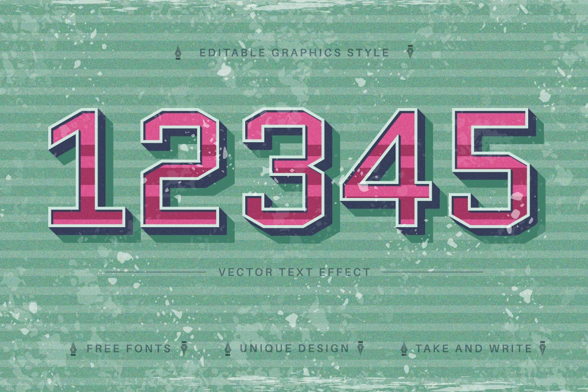 复古粉色矢量文字效果字体样式 Retro Pink – Editable Text Effect, Font Style 插件预设 sucaiwan.com