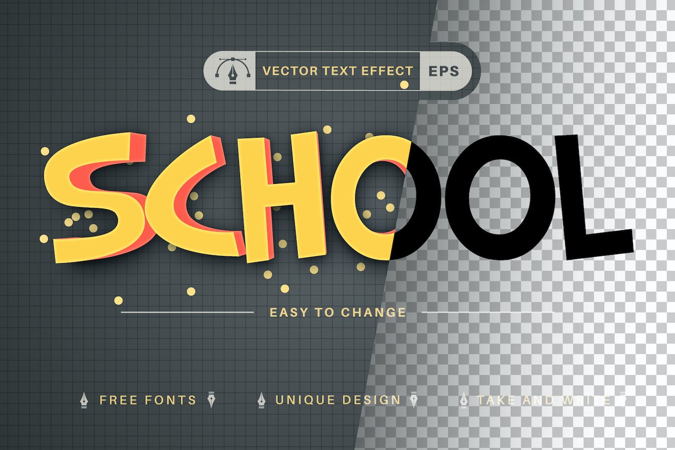 学校海报矢量文字效果字体样式 School – Editable Text Effect, Font Style 插件预设 sucaiwan.com