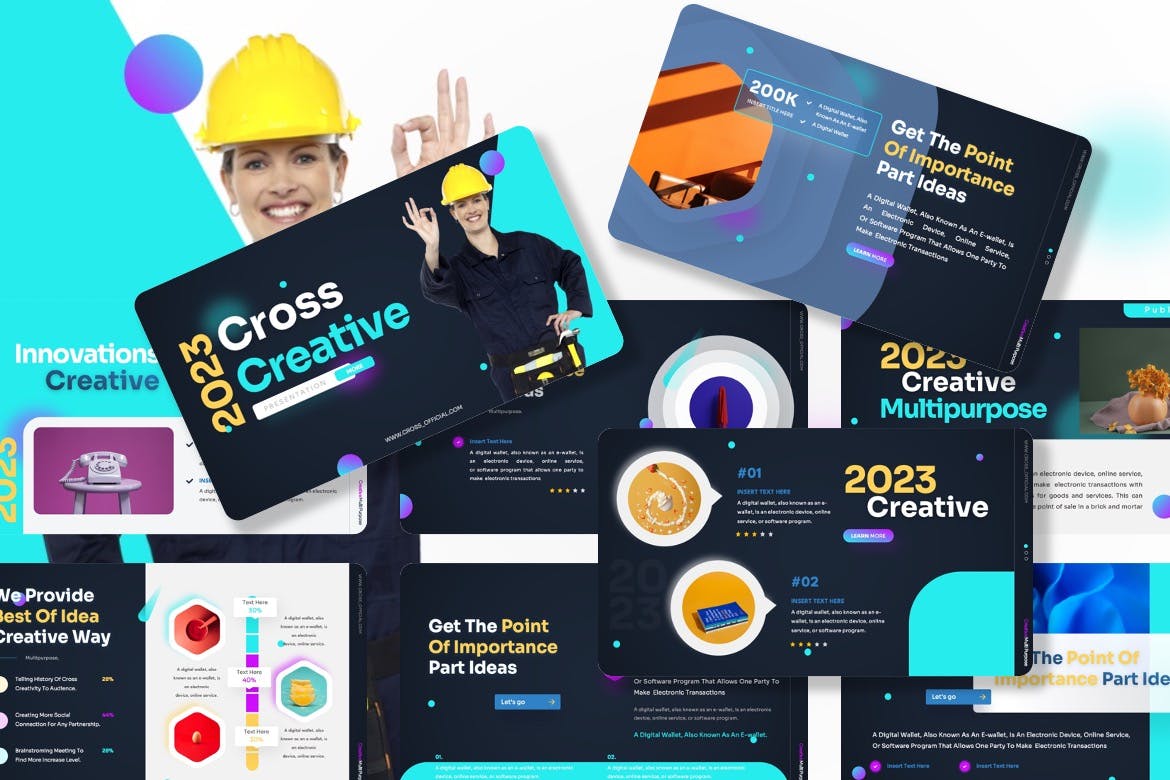 创意设计演示PPT演示文稿 Cross – Creative Powerpoint Template 幻灯图表 sucaiwan.com