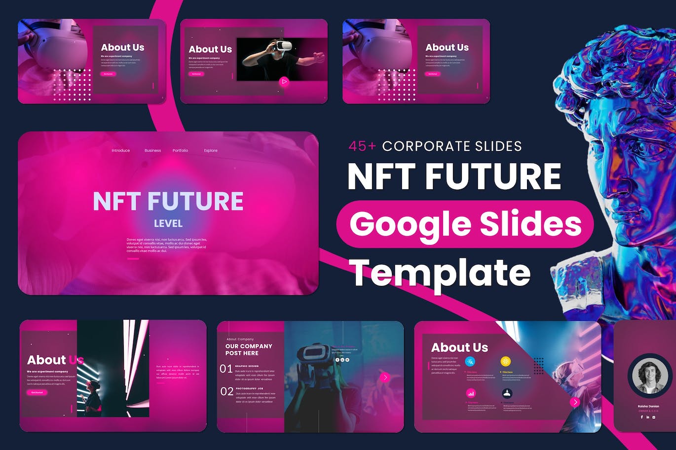 NFT未来科技Google幻灯片模板 NFT Presentation Google Slides In Future Level 幻灯图表 sucaiwan.com