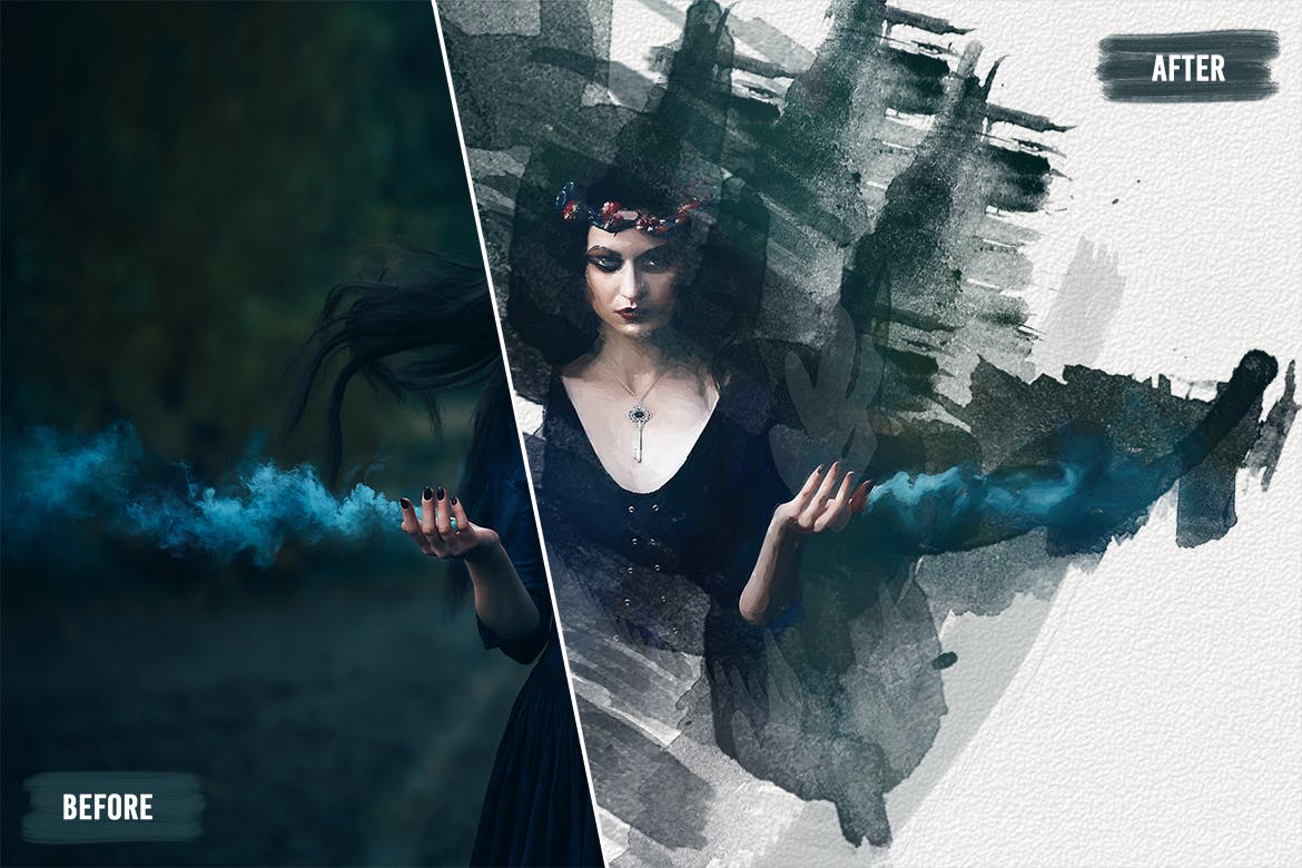 50个魔法水彩ps笔刷v2 50 Magic Watercolor Brushes – Vol. 2 笔刷资源 sucaiwan.com