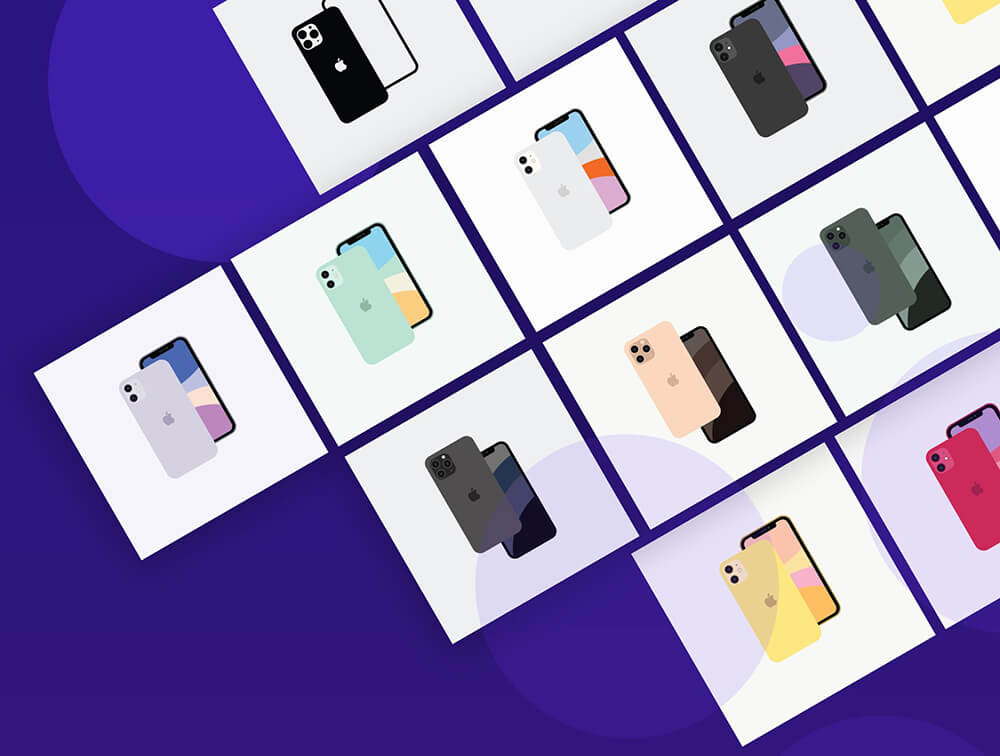 极简平面 iPhone 11 & 11 Pro矢量插画集 图片素材 sucaiwan.com