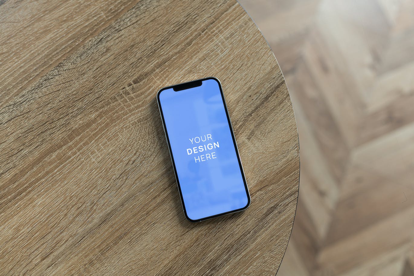 木质背景上的iPhone Pro Max手机样机psd模板 iPhone Pro Max on the Wood Background Mockup 样机素材 sucaiwan.com