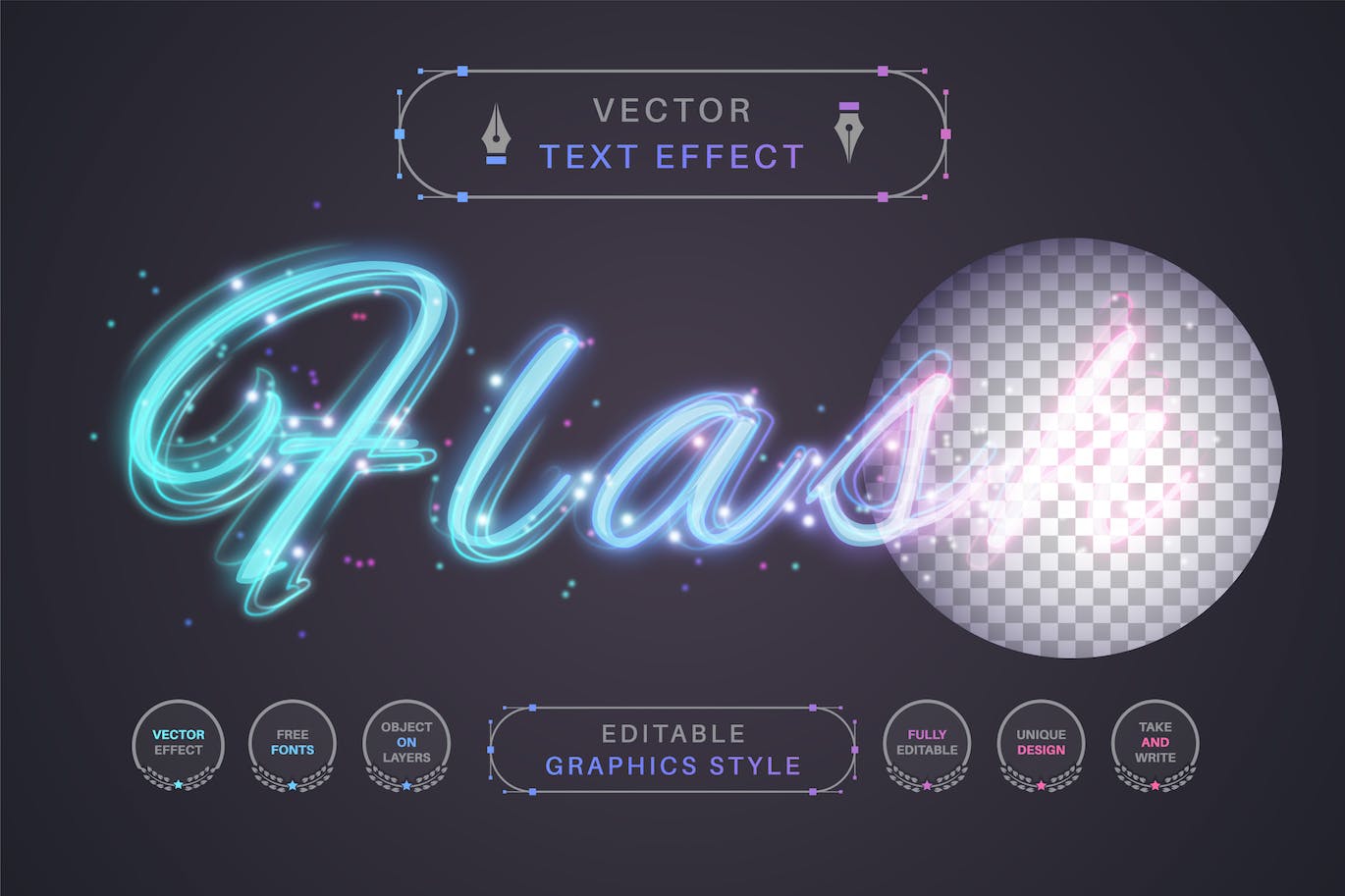 闪光笔划矢量文字效果字体样式 Flash Stroke – Editable Text Effect, Font Style 插件预设 sucaiwan.com