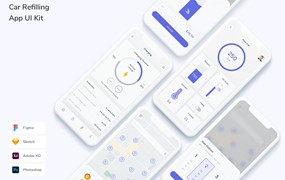 汽车充电移动应用UI设计套件 Car Refilling App UI Kit