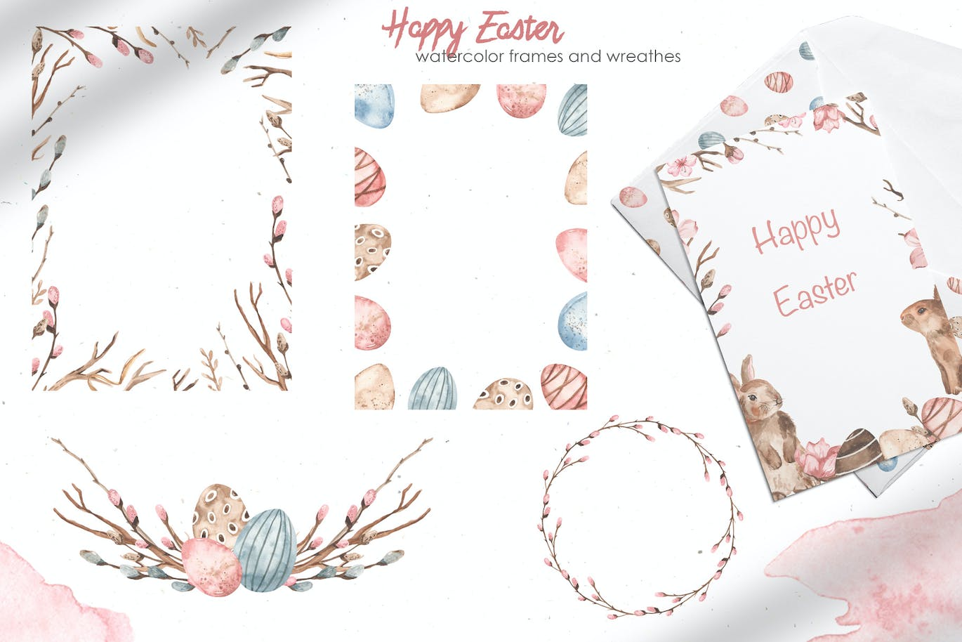 复活节快乐元素水彩画集 Happy Easter watercolor 图片素材 sucaiwan.com