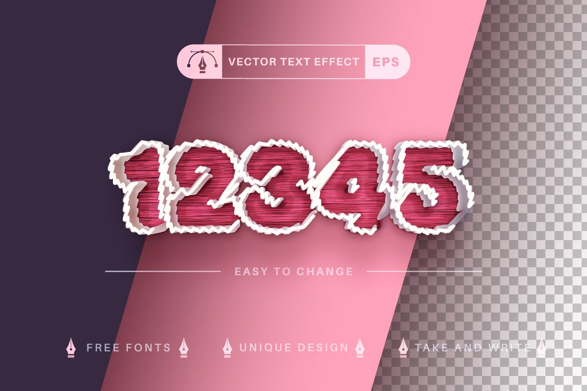 锯齿边框线条矢量文字效果字体样式 Thread – Edit Text Effect, Editable Font Style 插件预设 sucaiwan.com