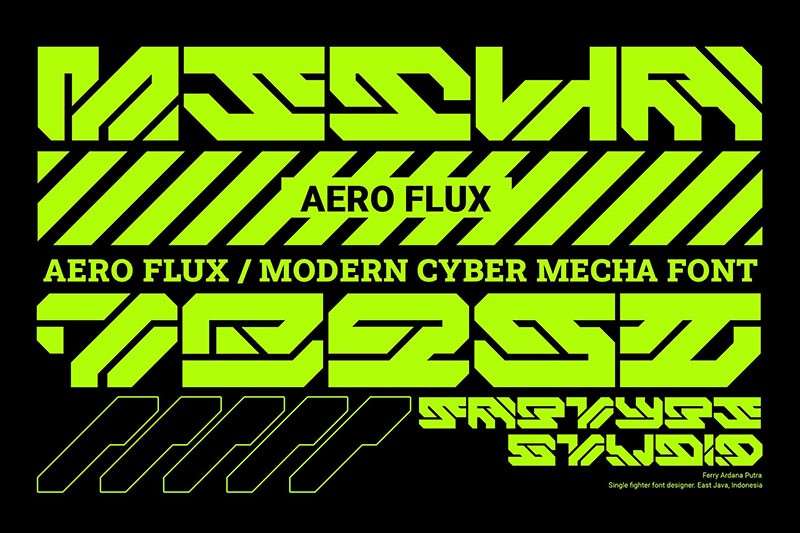 AeroFlux现代感机甲字体完整版 设计素材 sucaiwan.com