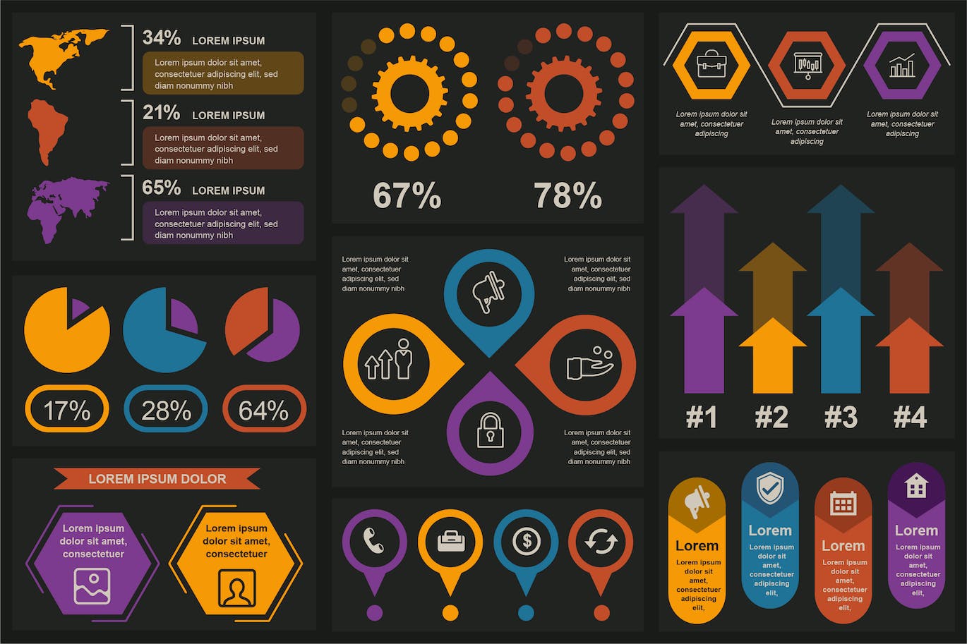 步骤选项信息数据图表设计矢量模板 Modern Infographics Template 幻灯图表 sucaiwan.com