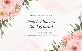 水彩插画桃色花朵背景 Peach Flowers Background – Watercolor Illustration