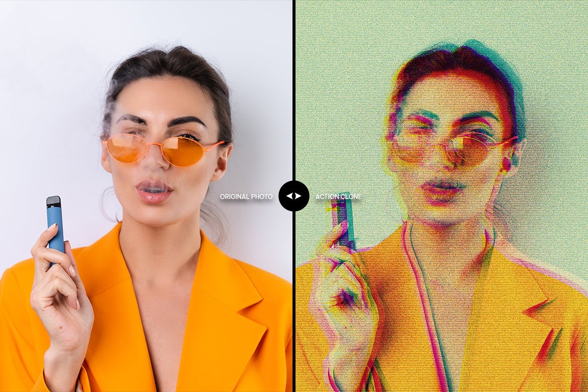 毛刺3D立体图效果照片处理PS动作 Glitch 3D Anaglyph Photoshop Action 插件预设 sucaiwan.com