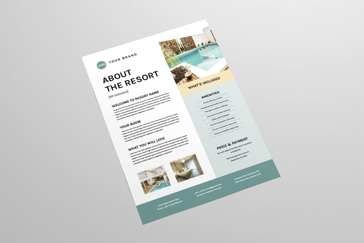 酒店度假村传单海报模板 Resort Flyer | MS Word & Indesign 设计素材 sucaiwan.com