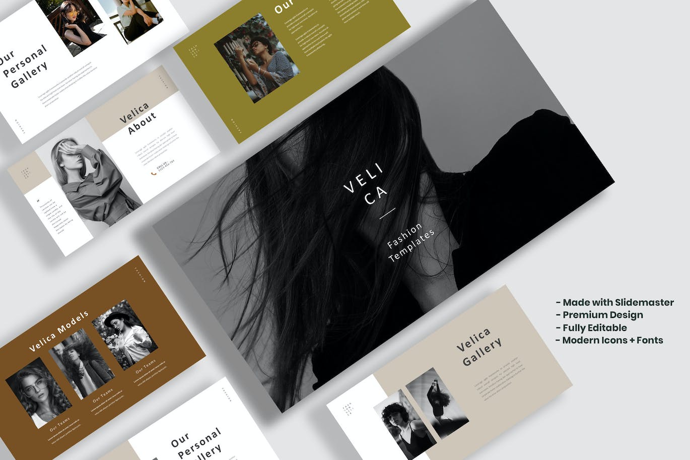 时尚商业品牌谷歌幻灯片创意模板 Velica Fashion Google Slides 幻灯图表 sucaiwan.com