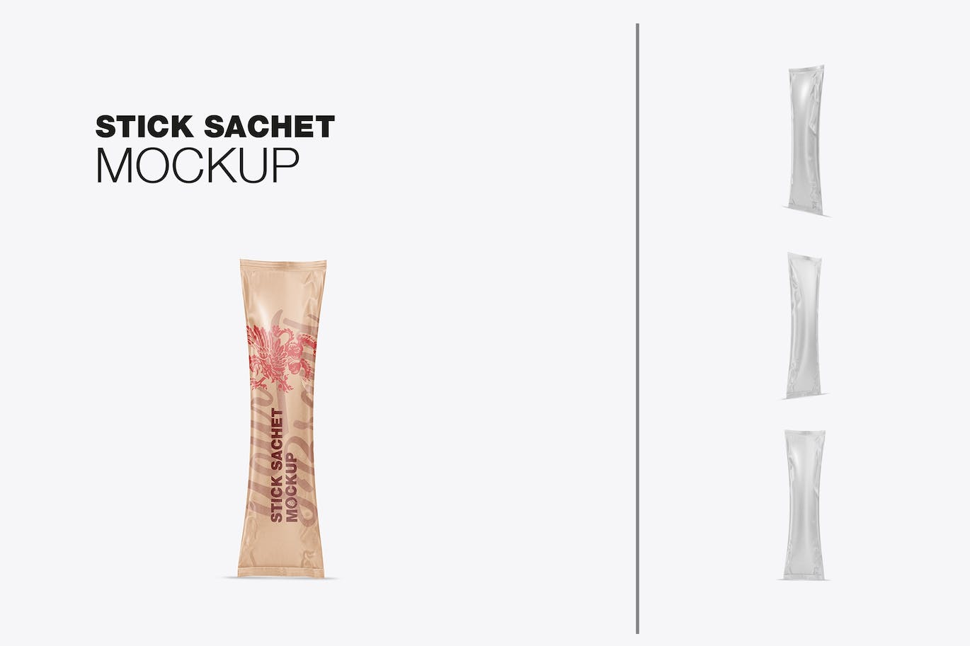 牛皮纸小袋包装设计样机图 Pack Kraft Stick Sachets Mockup 样机素材 sucaiwan.com
