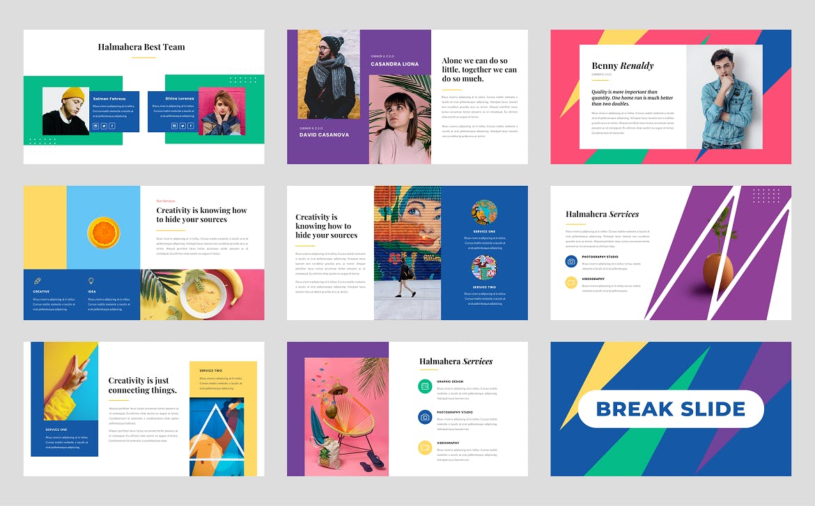 创意&波普艺术Keynote幻灯片设计模板 Halmahera – Creative & Pop Art Keynote 幻灯图表 sucaiwan.com