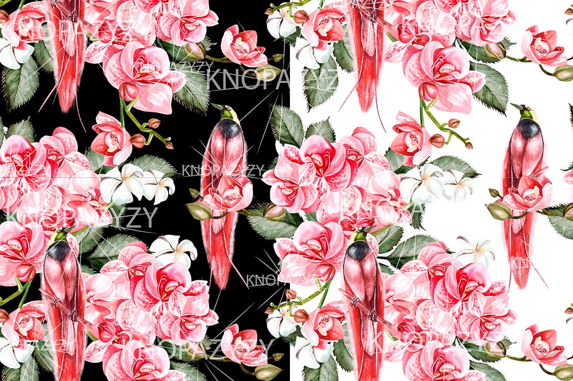 手绘水彩花卉叶子图案素材 Hand Drawn Watercolor 14 PATTERNS 图片素材 sucaiwan.com