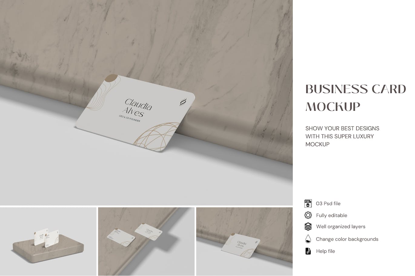 圆角名片设计展示样机图 Business Card Mockup 样机素材 sucaiwan.com