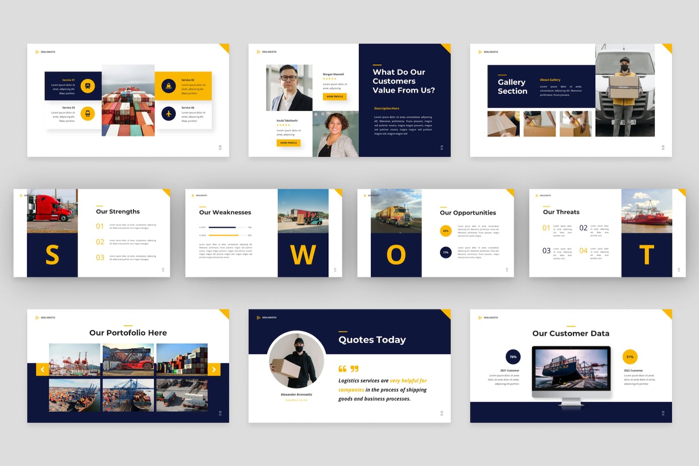 物流和航运服务PPT幻灯片模板素材 Dexlogistic – Logistic & Shipping Powerpoint 幻灯图表 sucaiwan.com