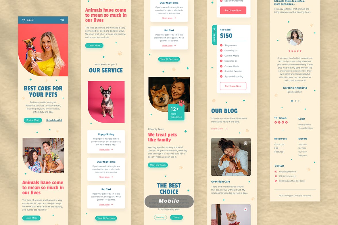 宠物护理网站着陆页设计模板 Pet Care Landing Page – Hellyguk APP UI sucaiwan.com