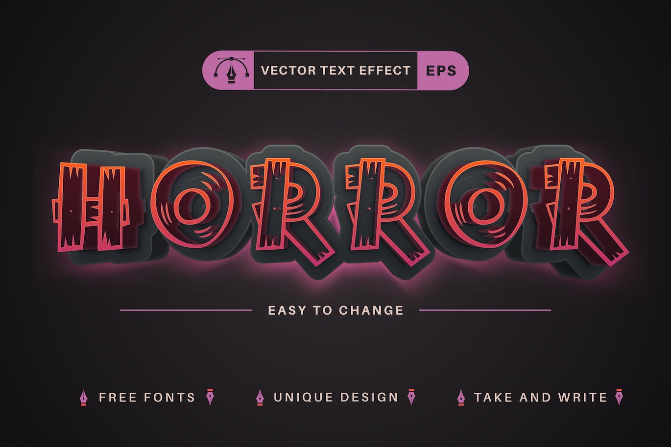木制恐怖矢量文字效果字体样式 Wooden Horror – Editable Text Effect, Font Style 样机素材 sucaiwan.com