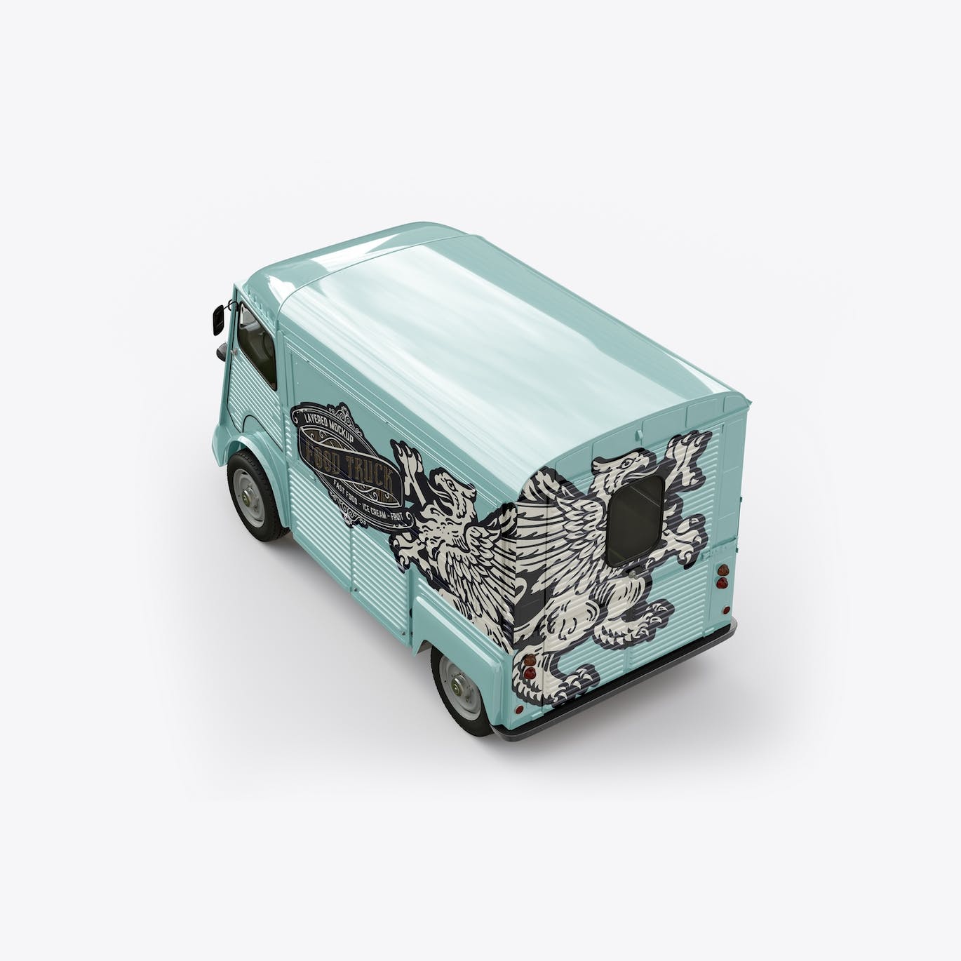 复古食品餐车广告展示样机图 Vintage Food Truck Mockup 样机素材 sucaiwan.com
