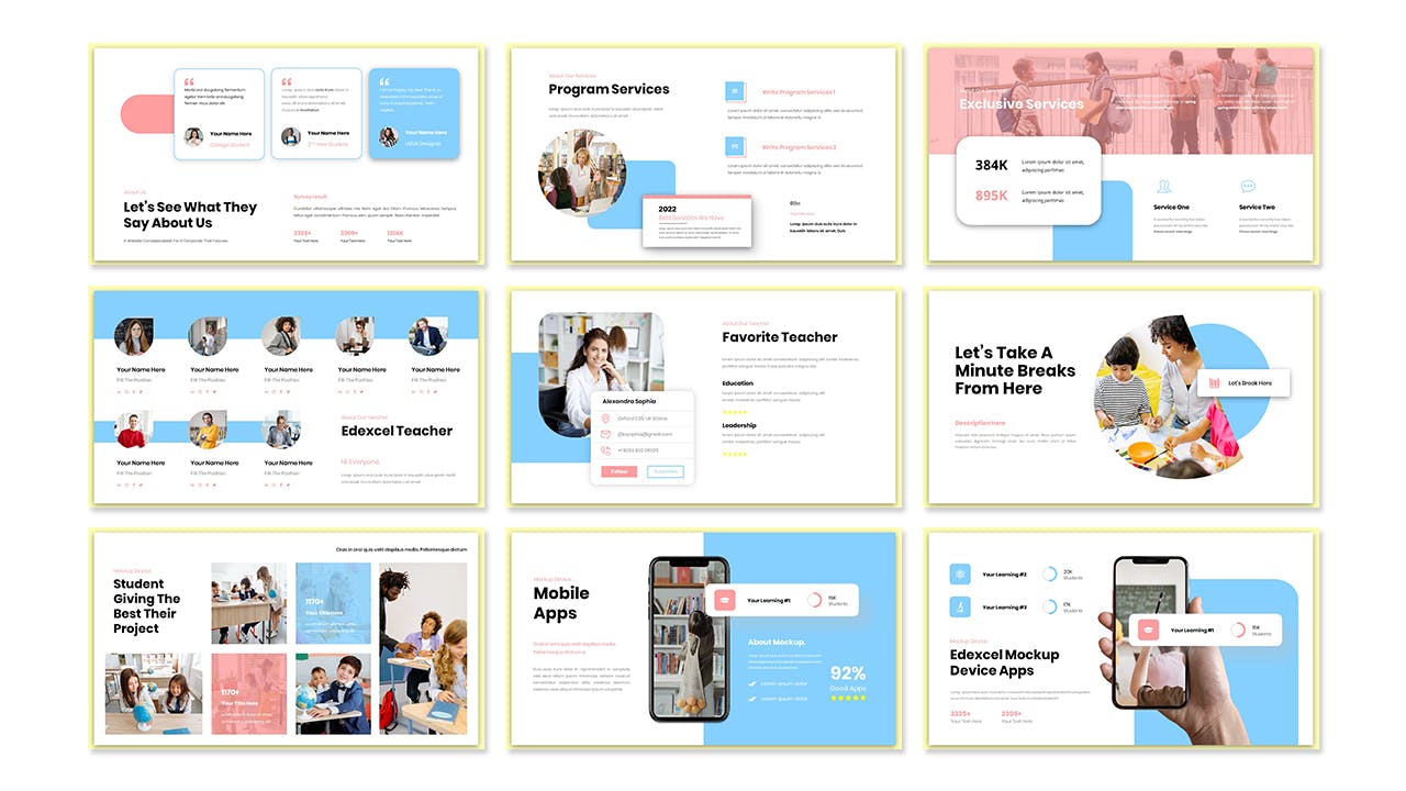 教育机构演示PPT幻灯片模板下载 Edexcel Education Presentation PowerPoint Template 幻灯图表 sucaiwan.com